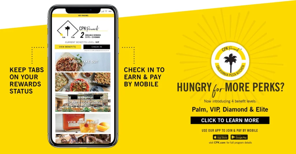 California Pizza Kitchen CPK Rewards Program Deal USA