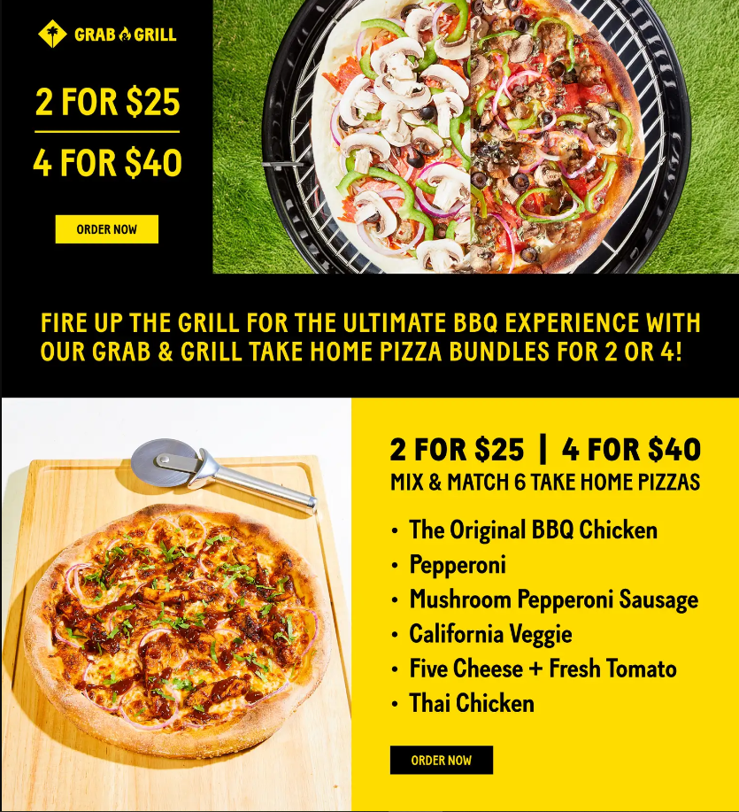 California Pizza Kitchen Combo Offers Menu Deal USA