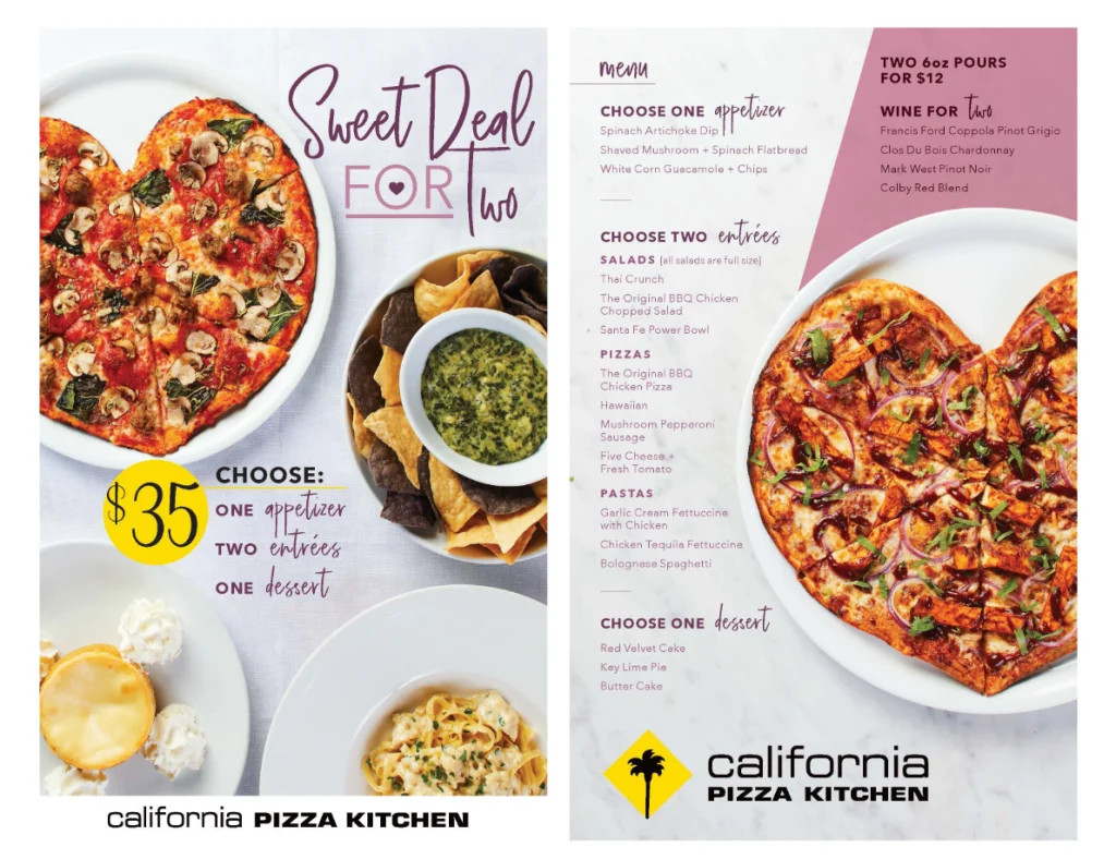 California Pizza Kitchen Family Meal Deals Menu USA