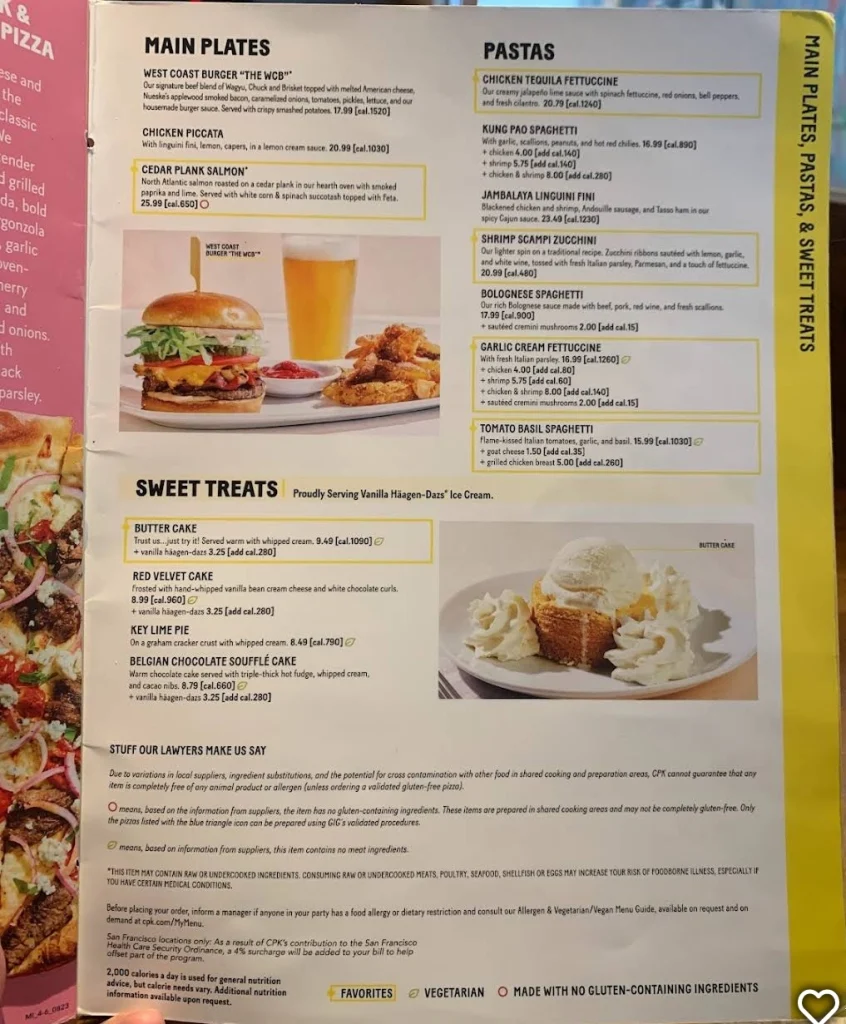 California Pizza Kitchen Menu Updated Prices USA