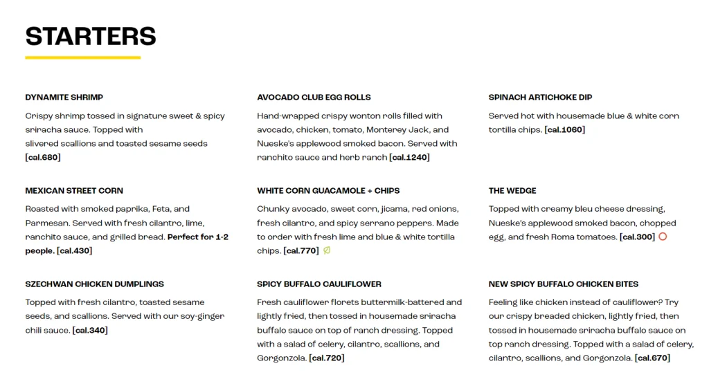 California Pizza Kitchen Starters Menu USA