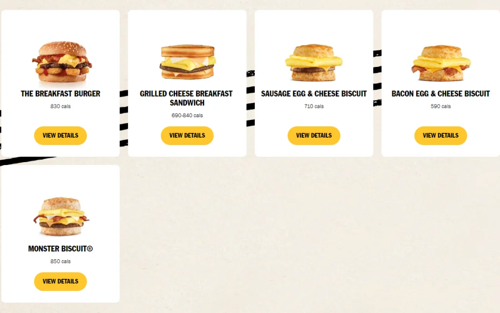 Carl's Jr. Breakfast Sandwiches & Biscuits Menu USA