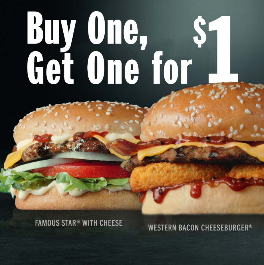 Carl's Jr. Buy One Get One Free Burger Deal USA