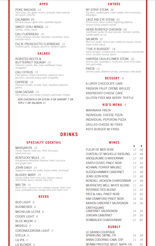 Cava Menu With Prices USA