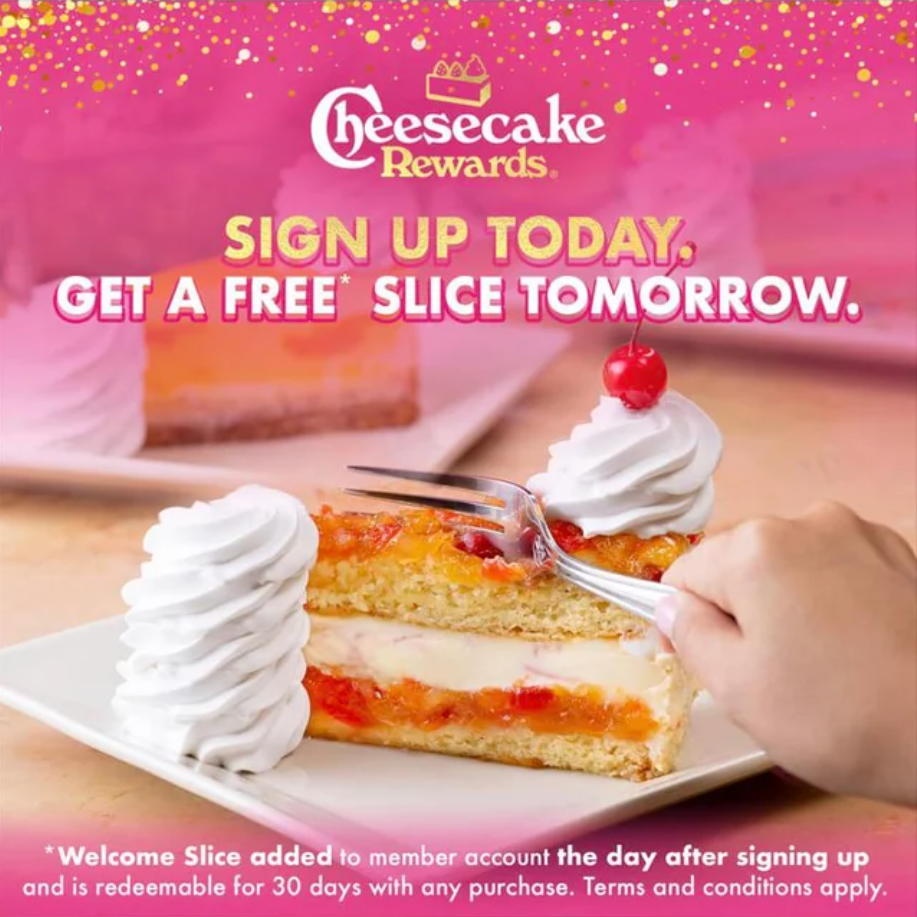 Cheesecake Factory Free Slice of Cheesecake Deal USA