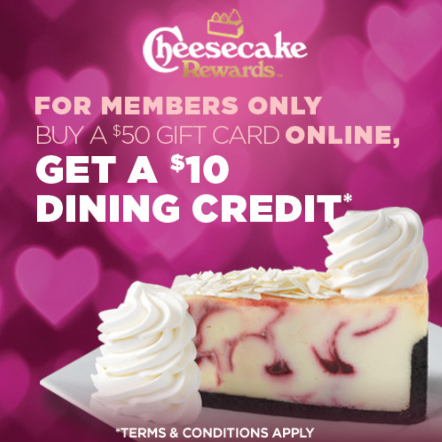 Cheesecake Factory Gift Card Bonus Deal USA