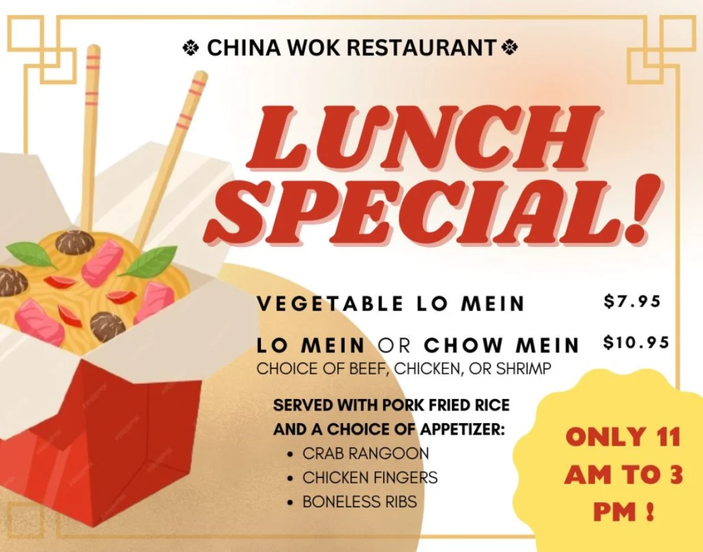 China Wok Lunch Specials Menu Deal USA