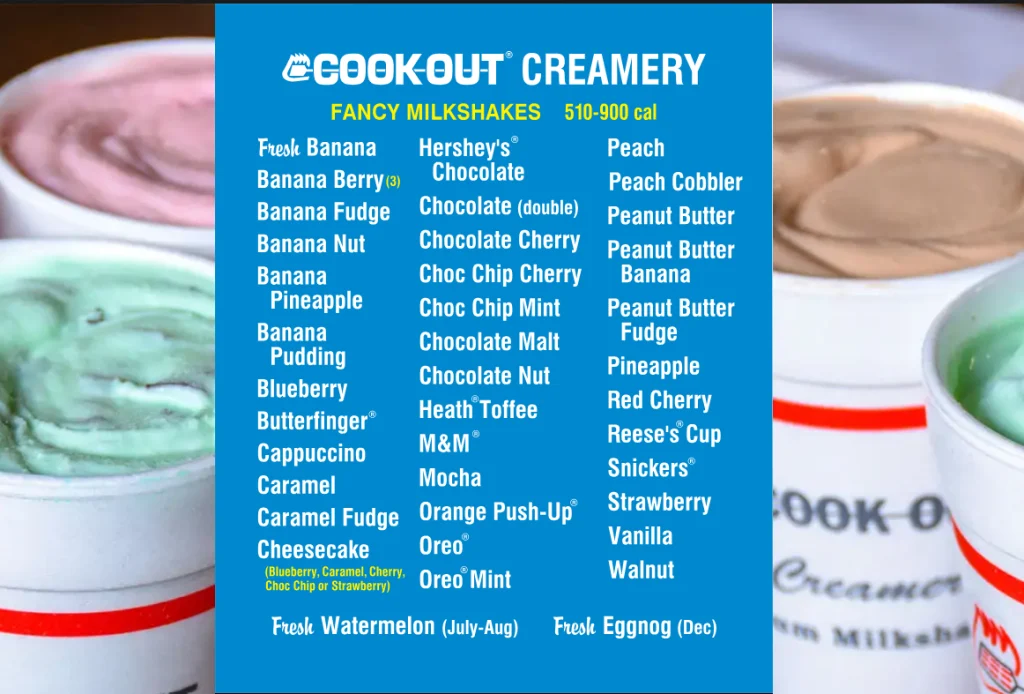 Cook Out Milkshake Deals Menu Deal USA