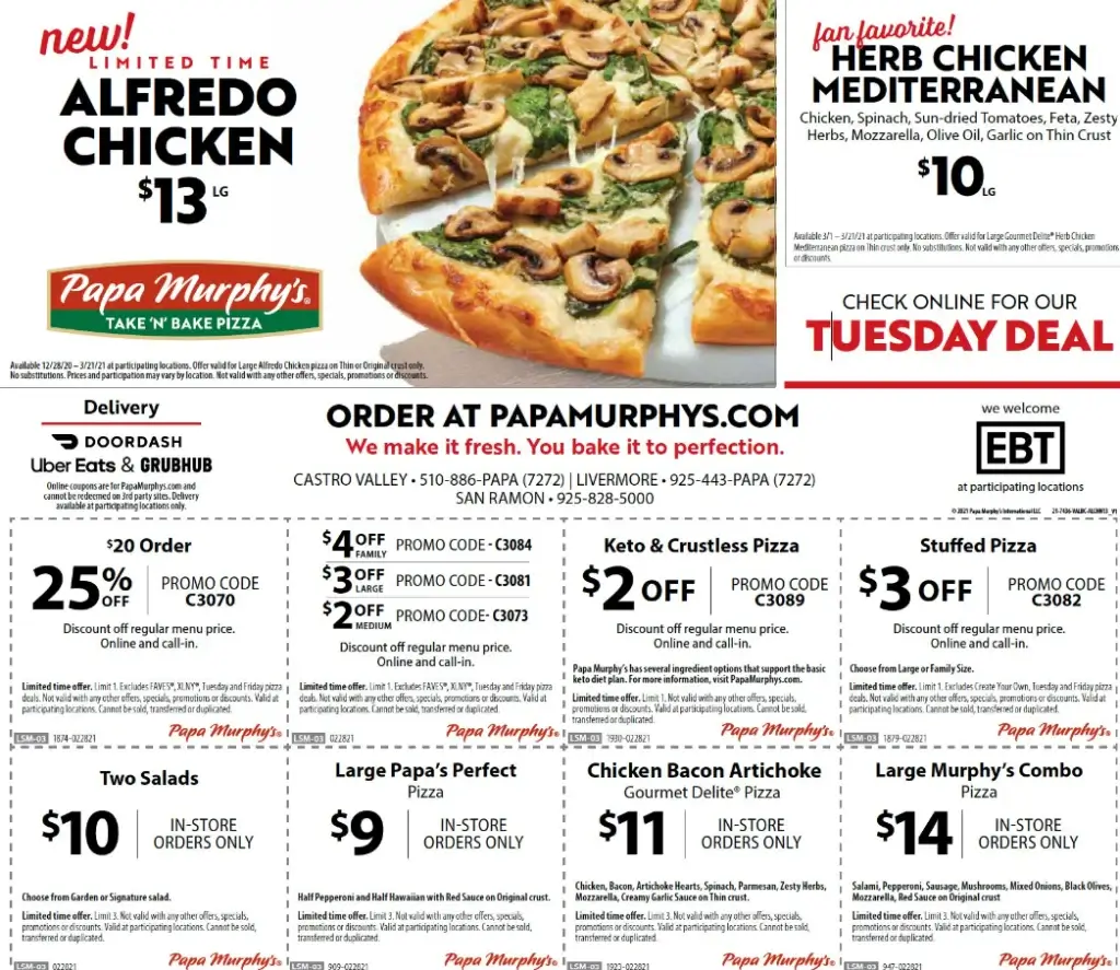 Coupons & Promo Code For Papa Murphy’s Menu USA