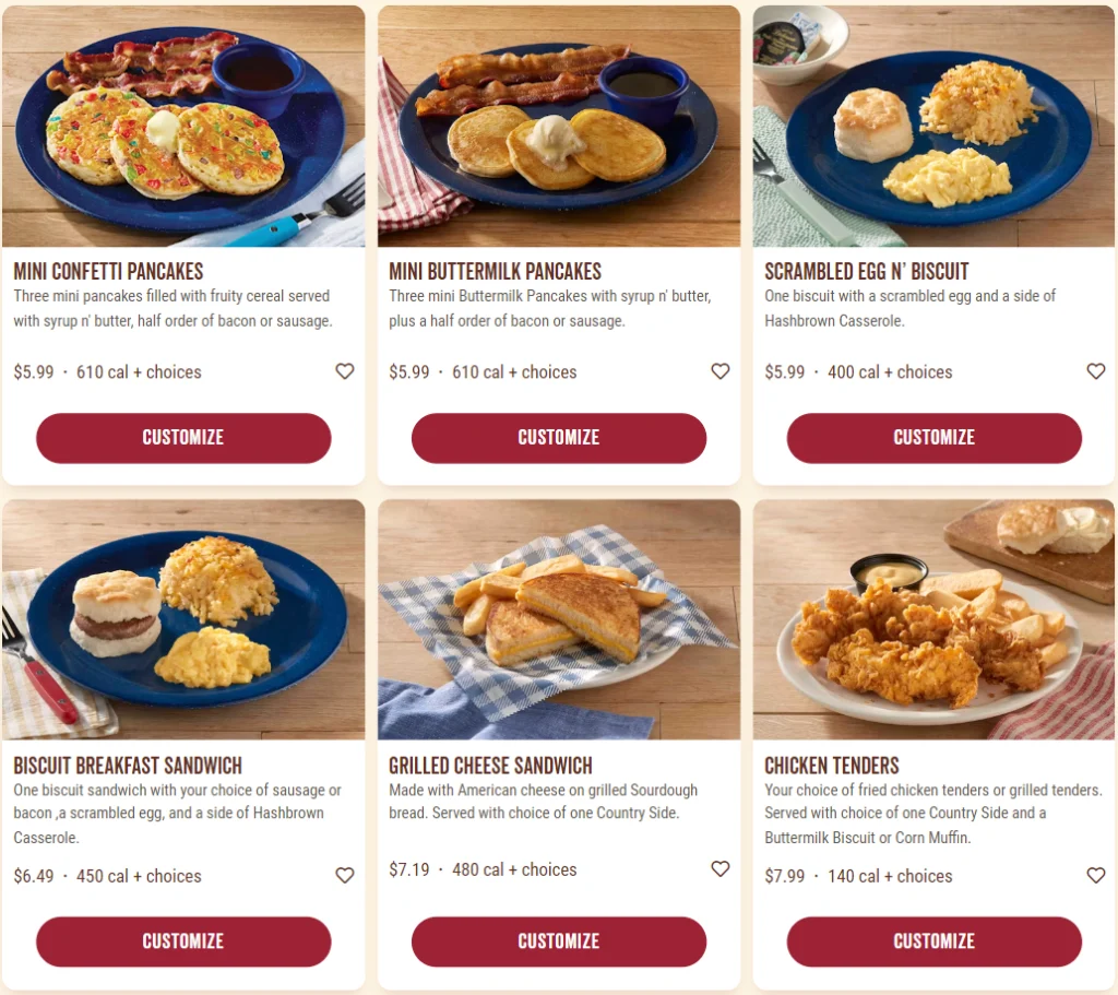 Cracker Barrel Kid’s Menu USA