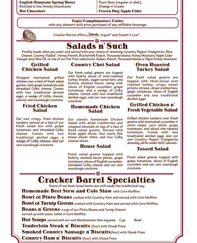 Cracker Barrel Menu Updated Prices USA