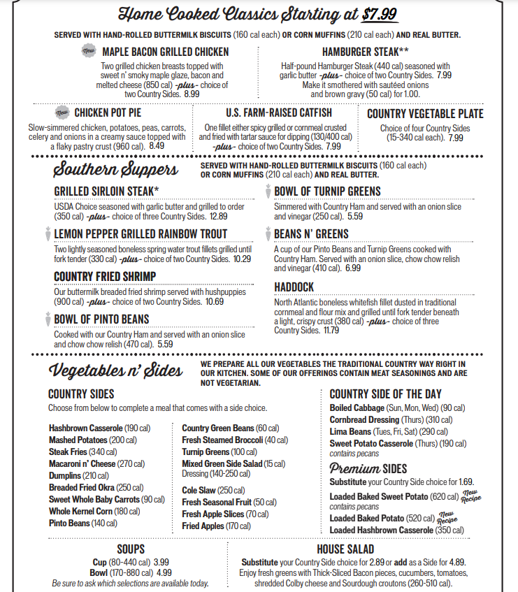 Cracker Barrel Menu With Prices USA