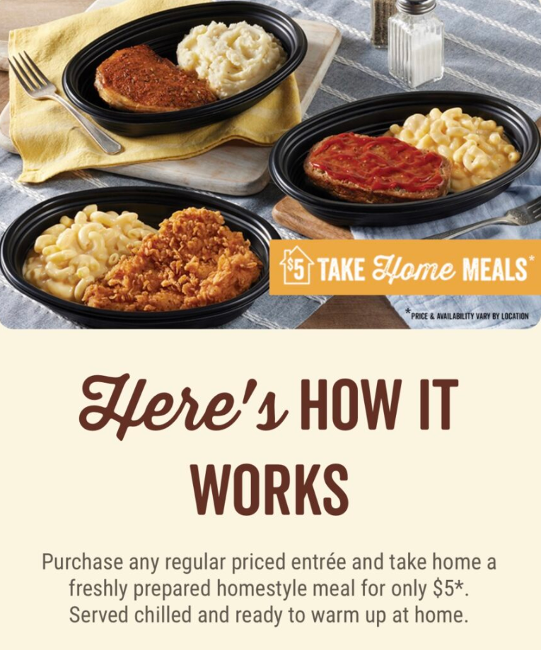 Cracker Barrel Take-Home Meals Menu Deal USA