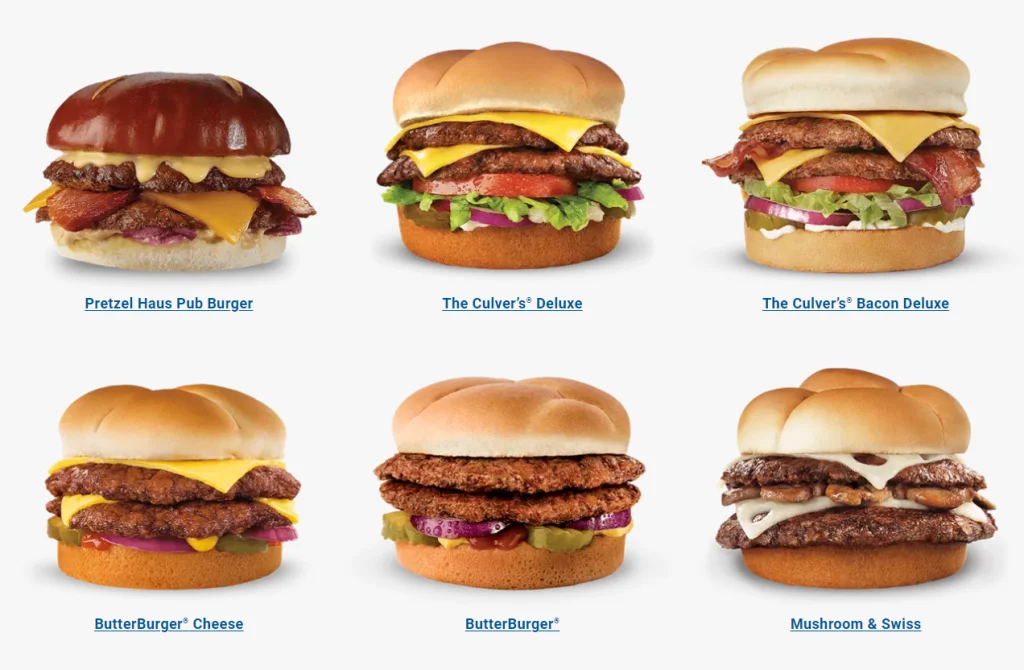 Culver's ButterBurgers Menu USA