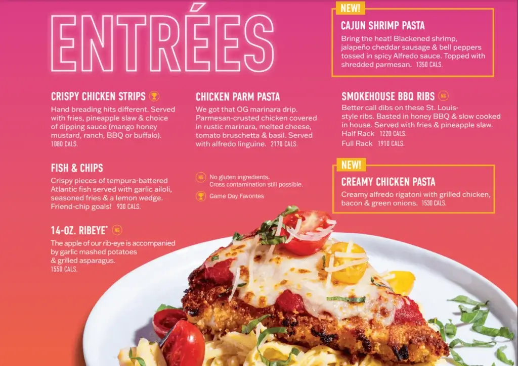 Dave & Buster's Entrees Menu USA