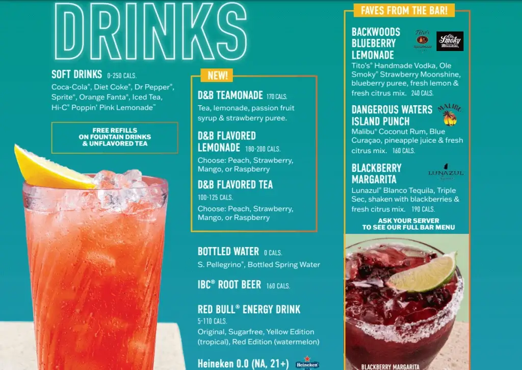 Dave & Buster's Fountain Drinks Menu USA