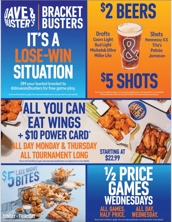 Dave & Buster's Limited-Time Menu Items Deal USA