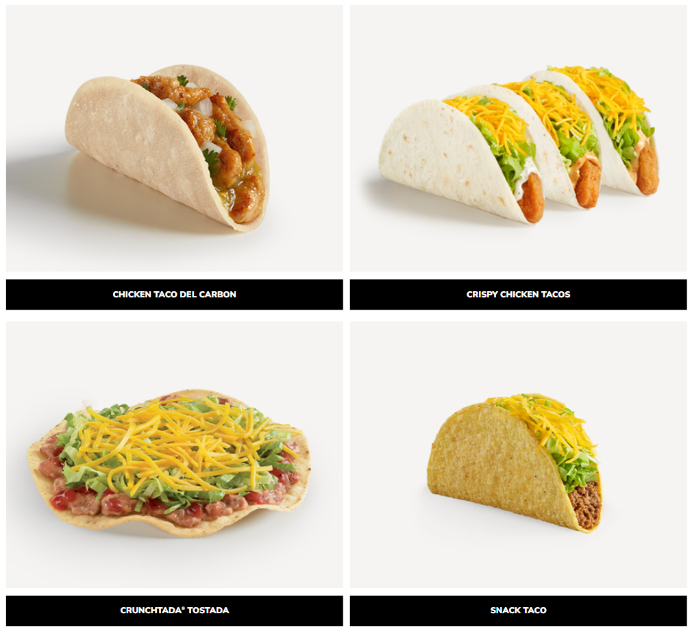 Del Taco 20 Under $2 Menu USA