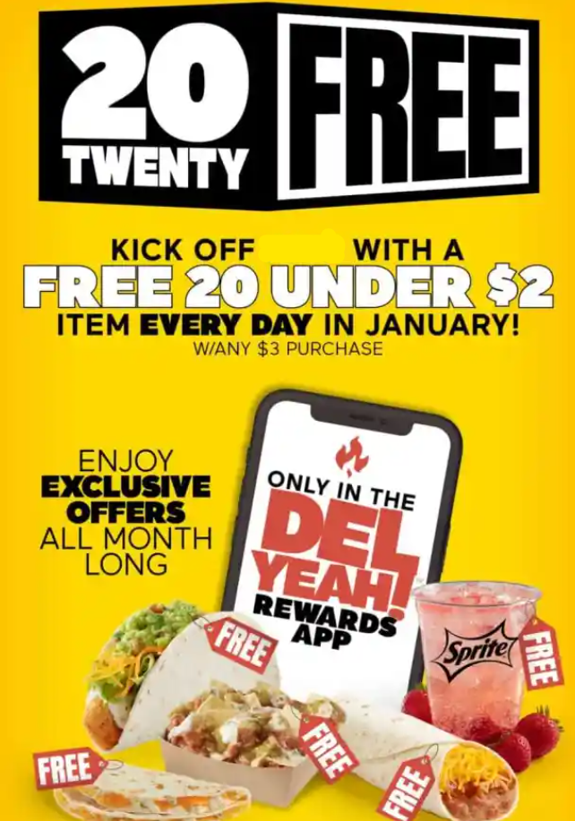 Del Taco App-Exclusive Offers Menu Deal USA