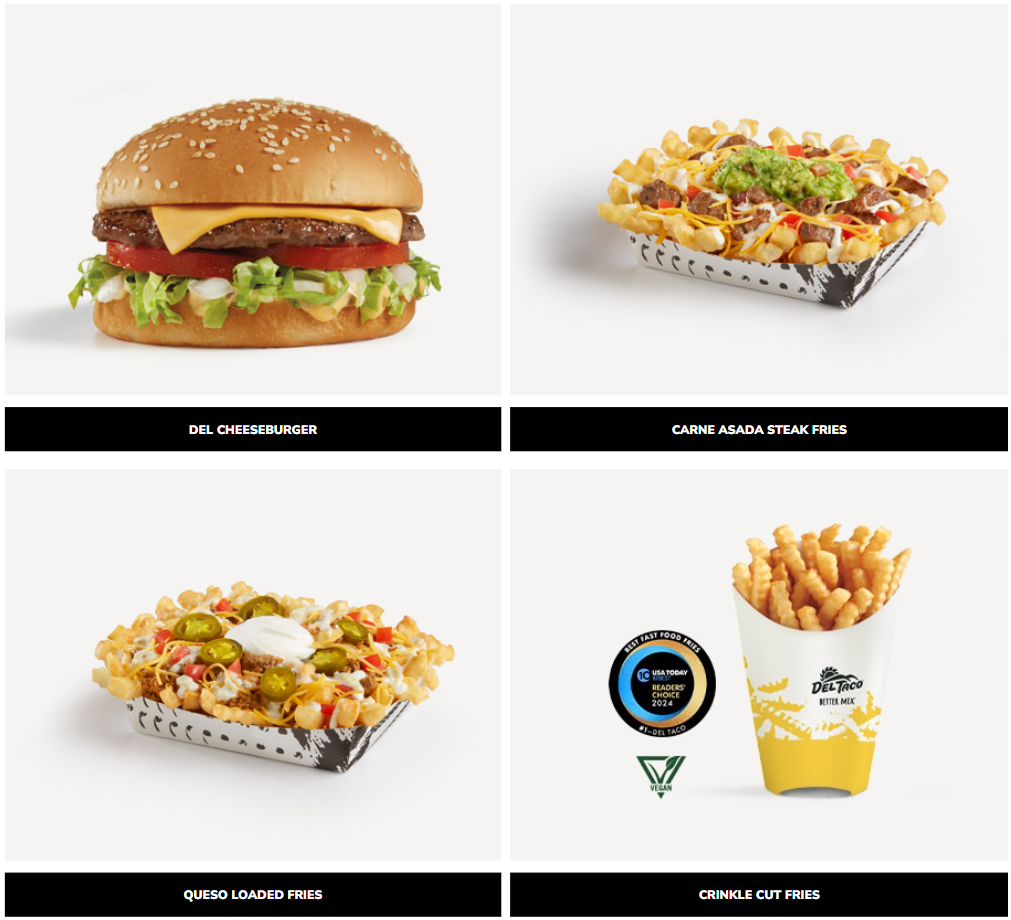 Del Taco Burgers, Chicken, & Fries Menu USA