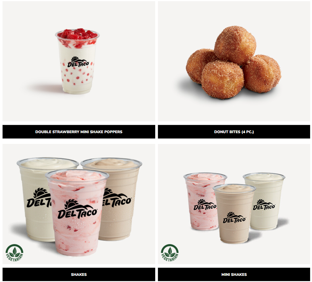 Del Taco Desserts & Shakes Menu USA