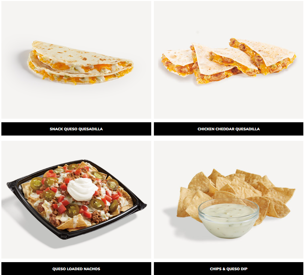 Del Taco Quesadillas, Nachos, & Crunchtadas® Menu USA