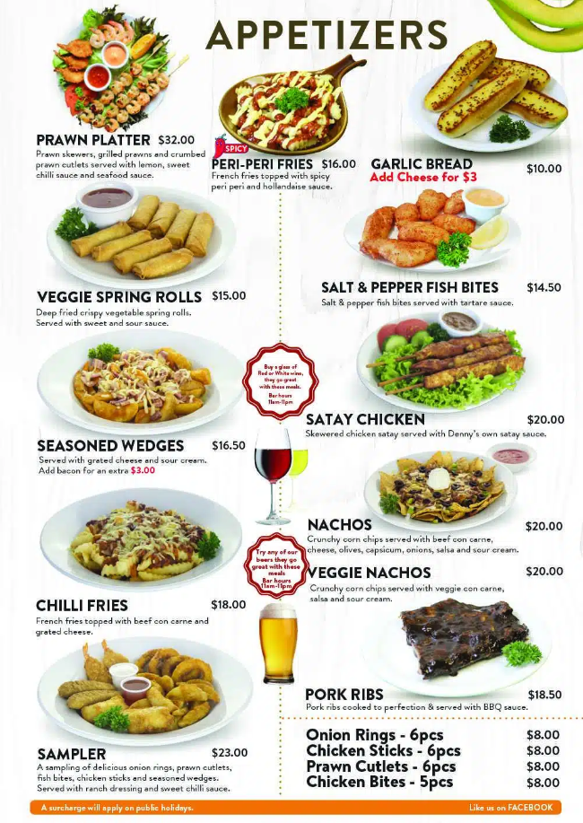 Denny’s Appetizer Deals Menu USA