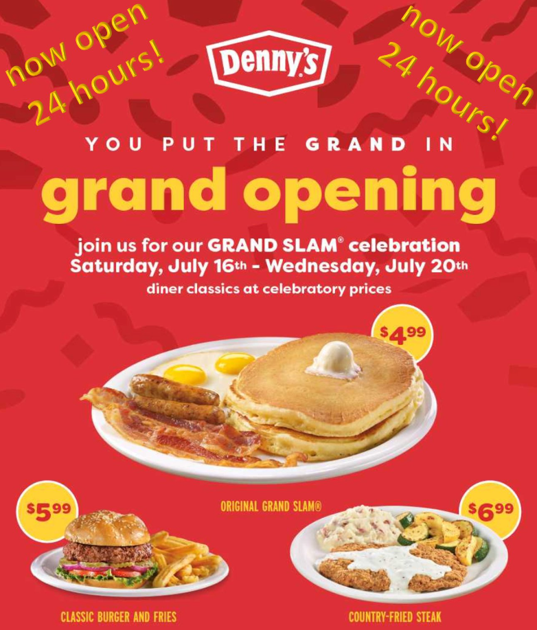 Denny’s Grand Slam® Slams Menu Deal USA