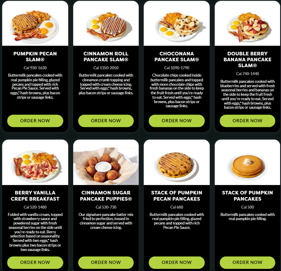 Denny’s Pancakes & Crepes Menu USA