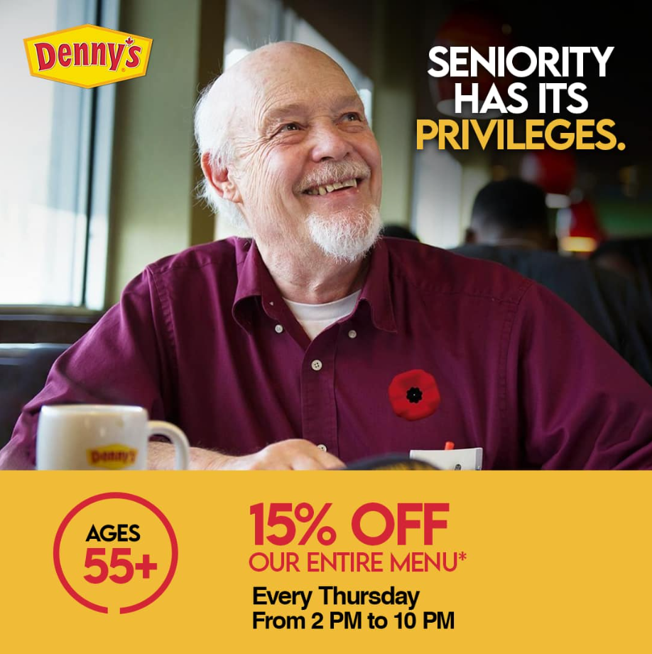 Denny’s Senior Discounts Menu Deal USA