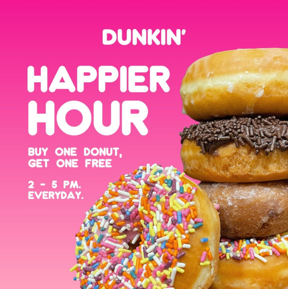 Dunkin Donuts Happy Hour Specials Menu Deal USA