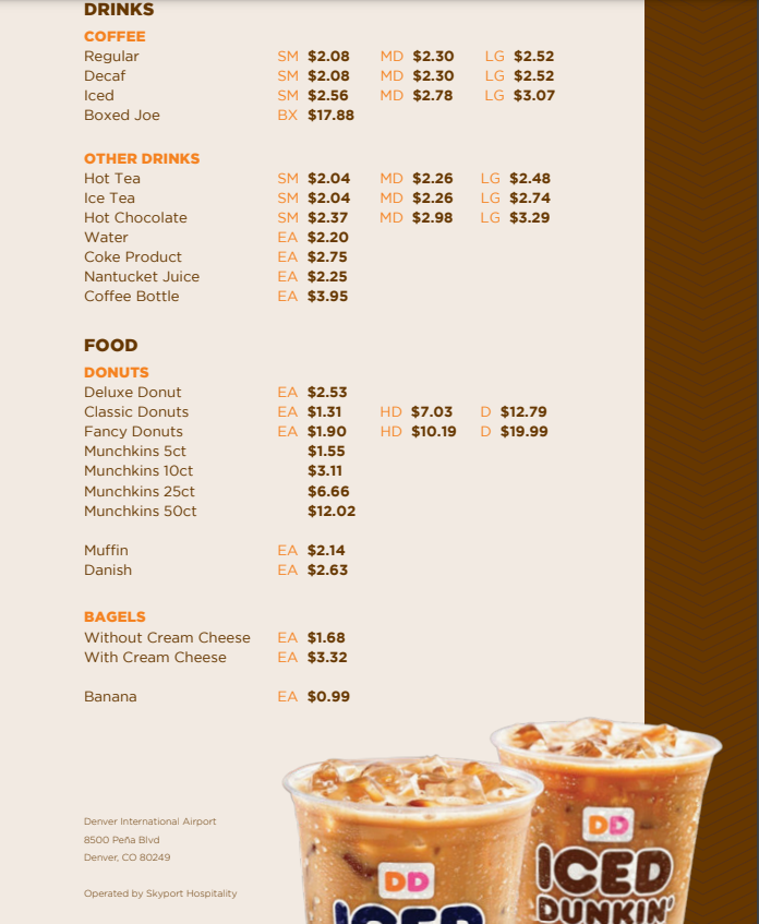 Dunkin Donuts Menu Items Prices USA