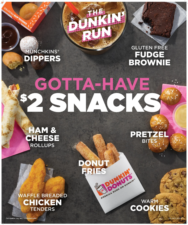 Dunkin Donuts Snacks & Sides Menu USA