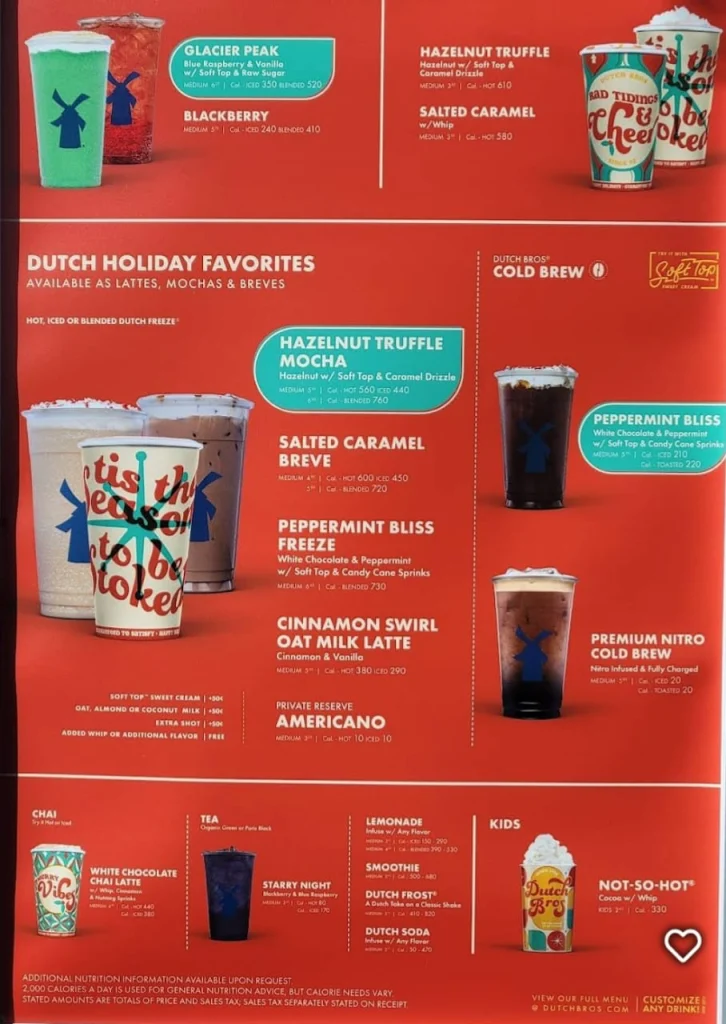 Dutch Bros Menu Updated Prices USA