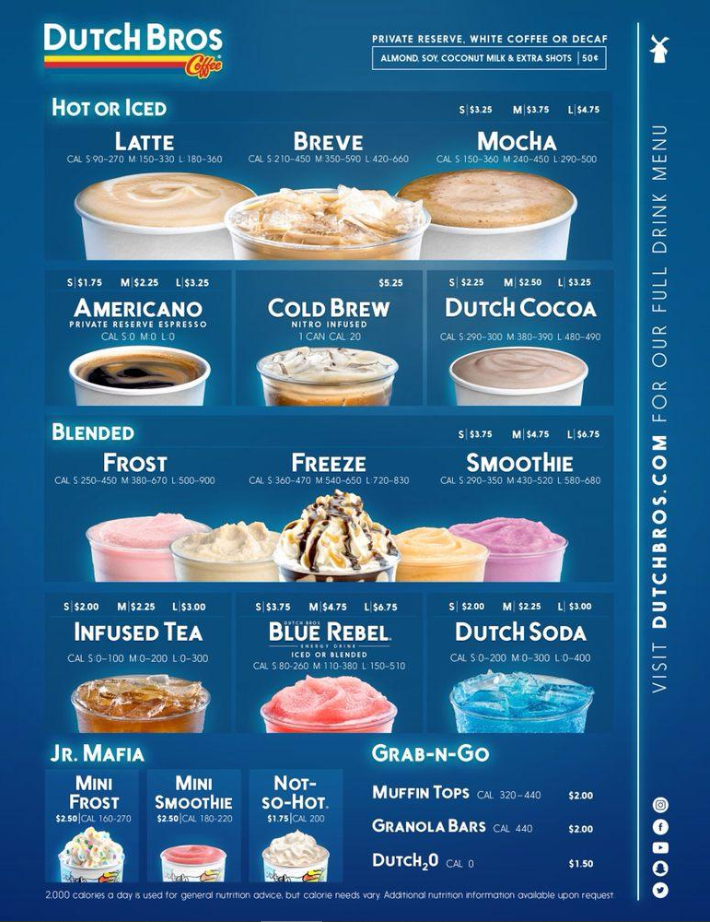 Dutch Bros Menu With Prices USA