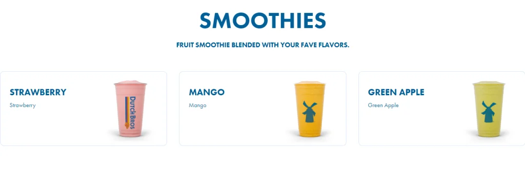 Dutch Bros Smoothies Menu USA