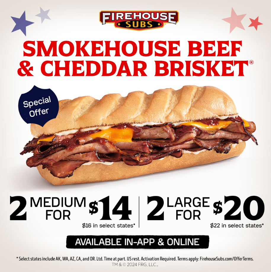 Firehouse Sub of the Day Menu Deal USA