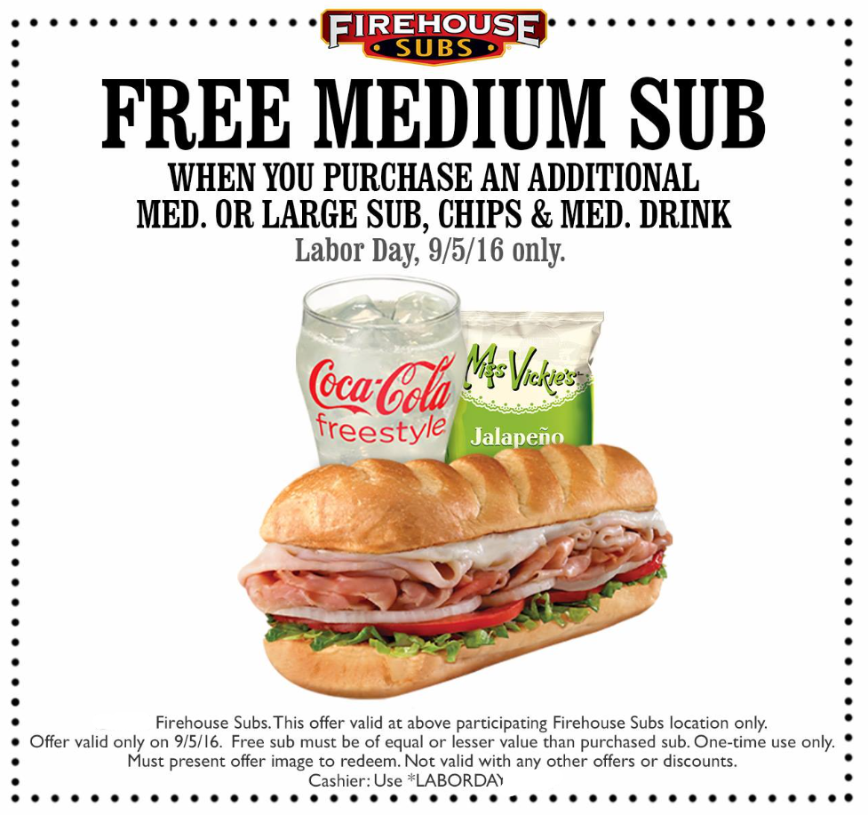 Firehouse Subs Coupon Promotions Menu Deal USA