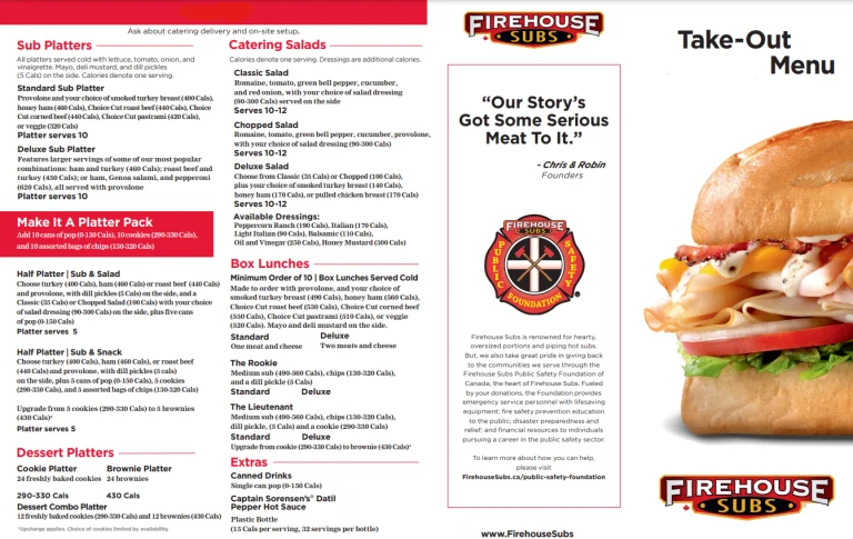 Firehouse Subs Menu USA