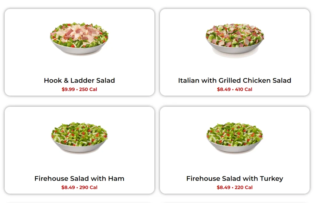 Firehouse Subs Salads Menu USA