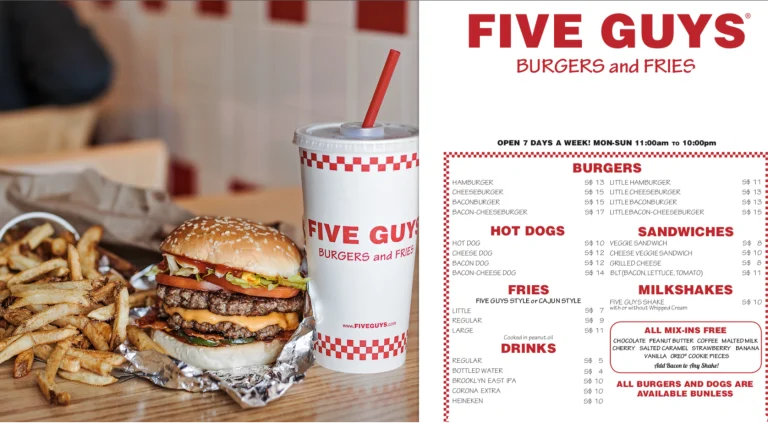 Five Guys Menu USA