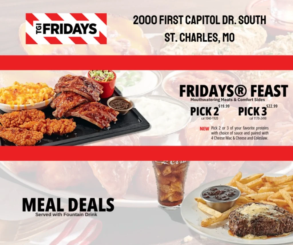 GI Fridays 2 for $25 Meal Menu Deal USA