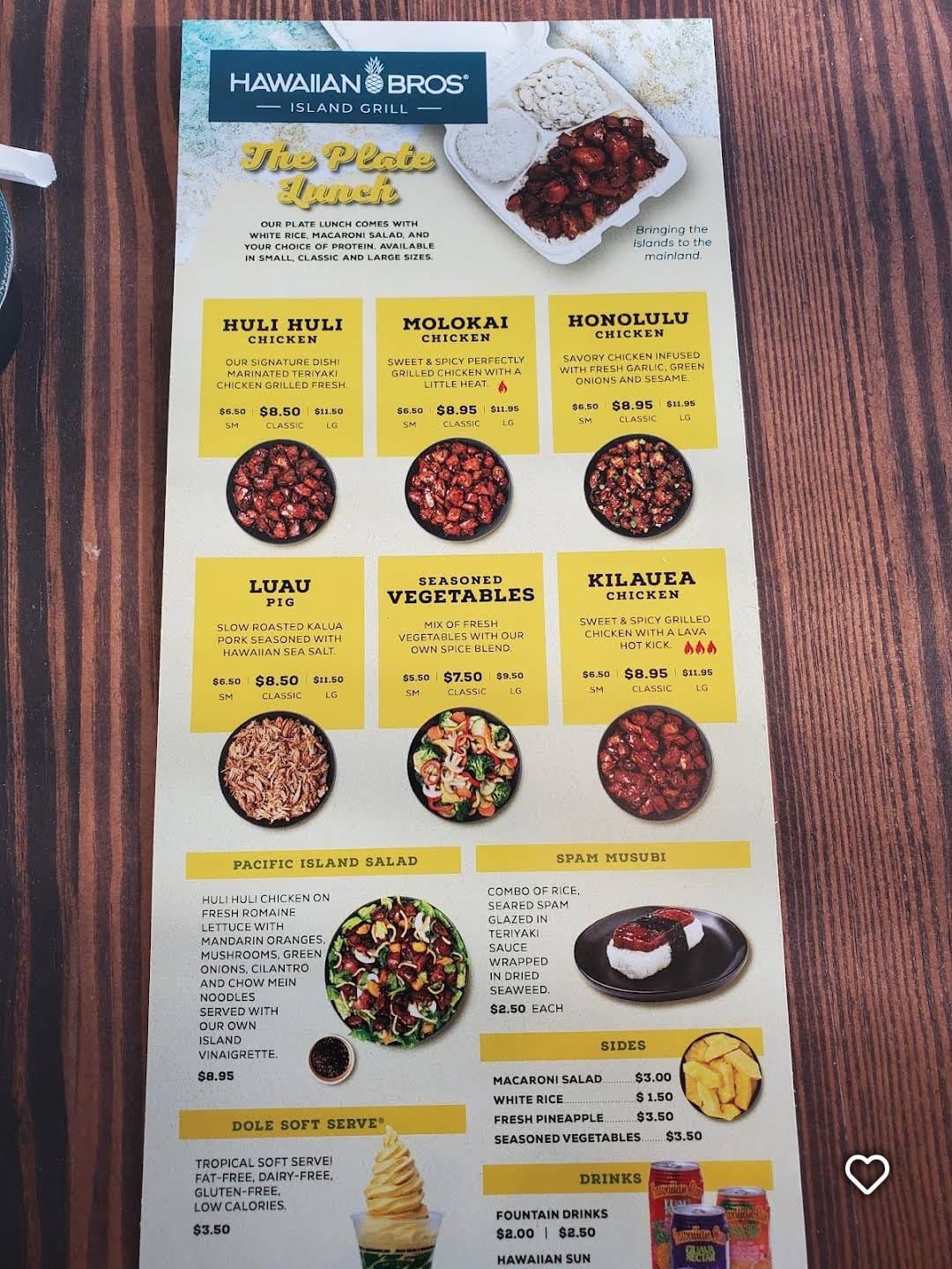 Hawaiian Bros Menu USA