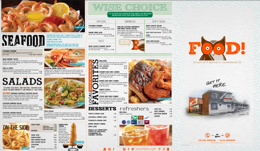 Hooters Menu Items Prices USA