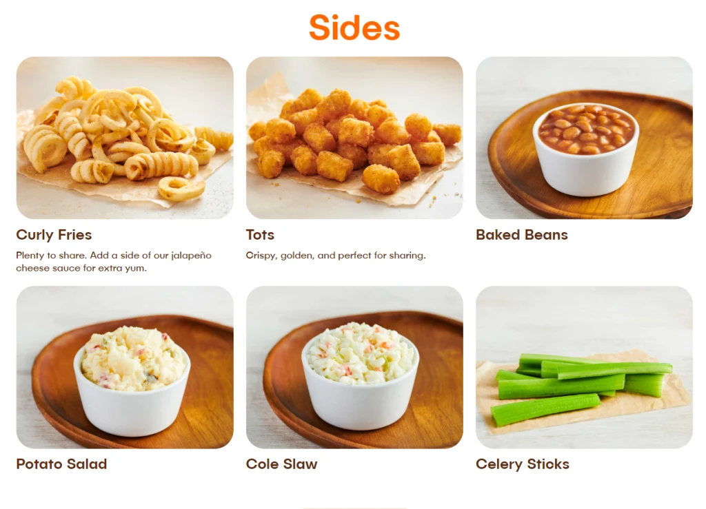 Hooters Sides Menu USA