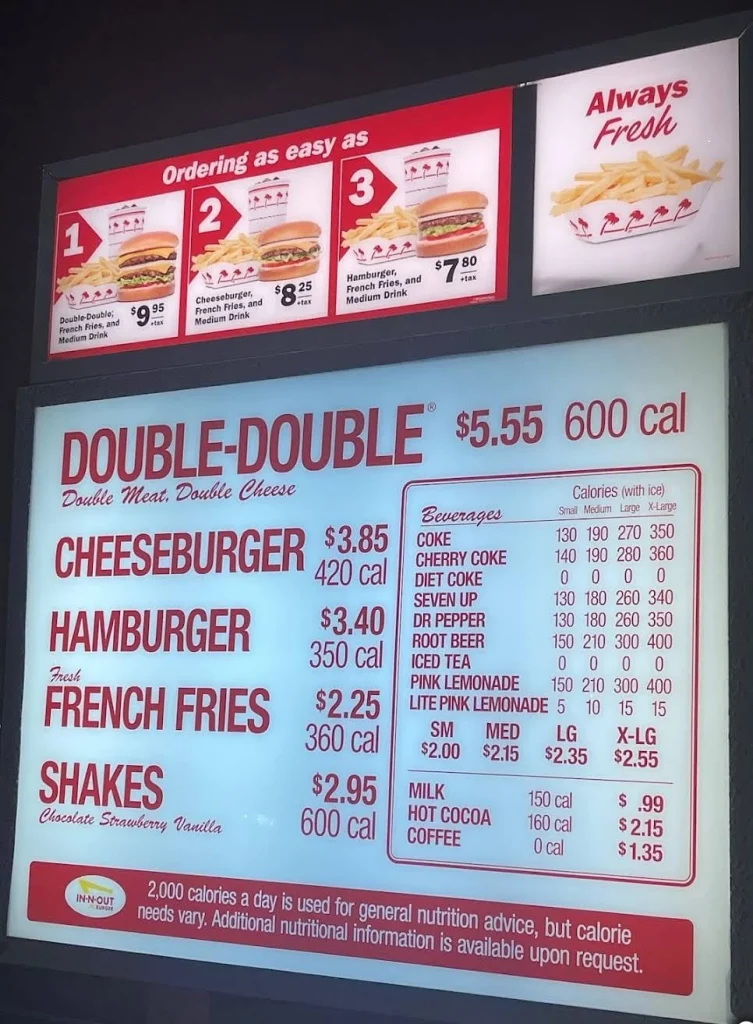 In-N-Out Burger Menu Updated Prices