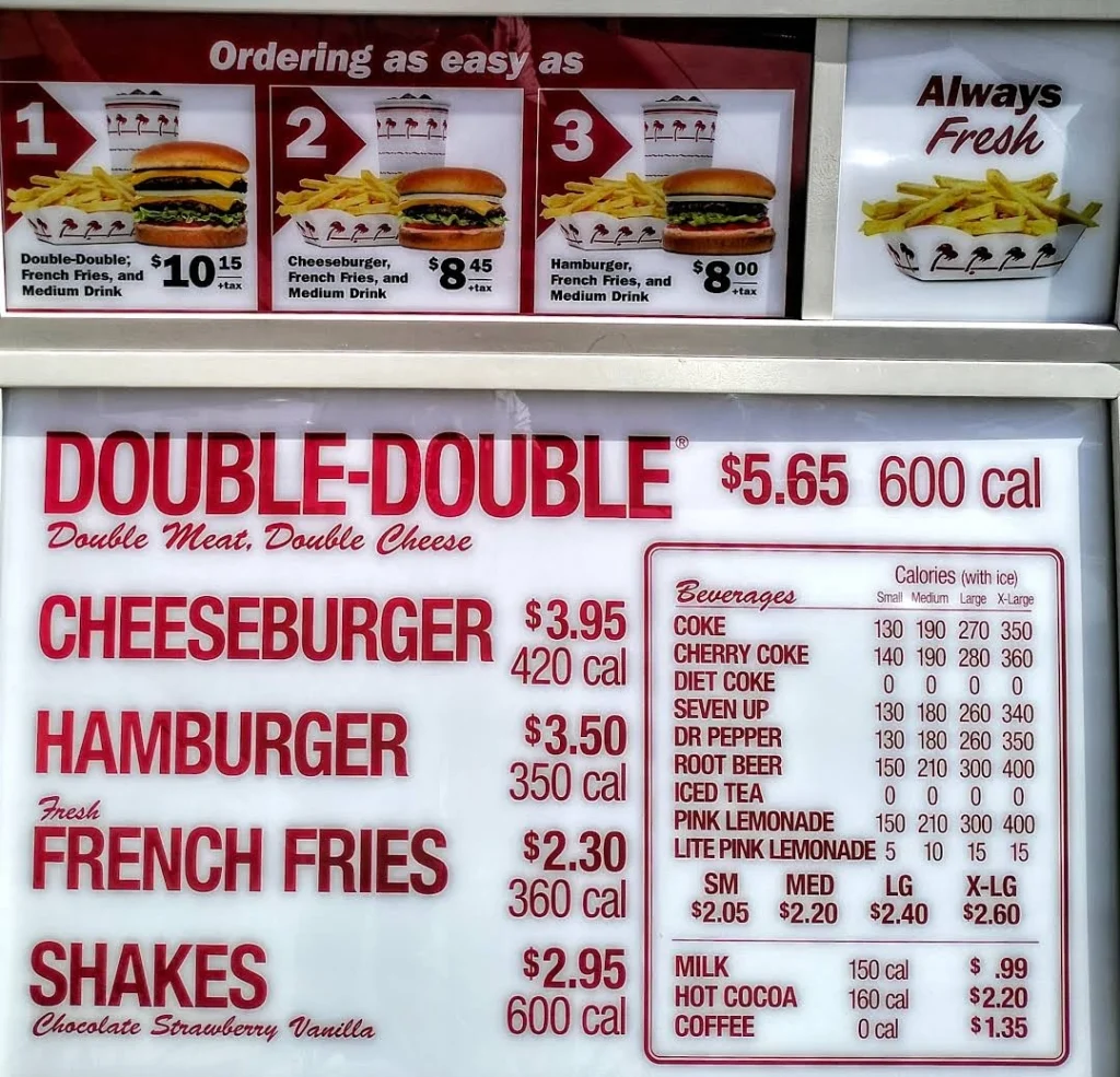 In-N-Out Burger Menu With Prices USA