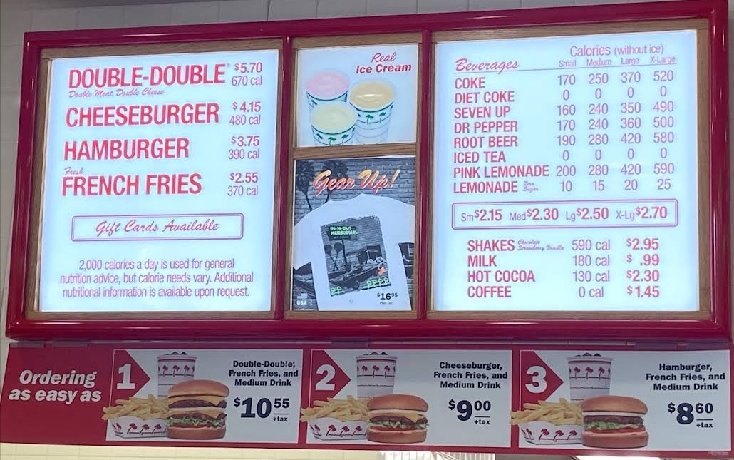 In-N-Out Burger Menu USA