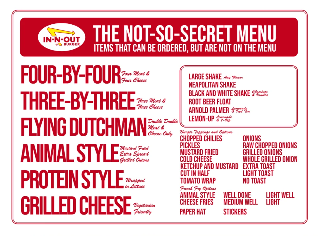 In N Out Burger Not – So Secret Menu USA