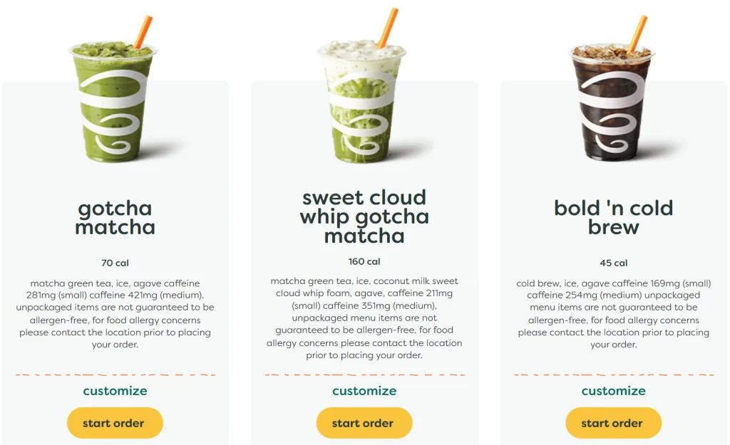 Jamba Juice Iced Beverages Menu USA